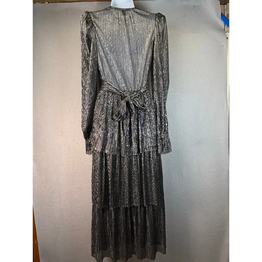 Sabina Musayev Women's Black Marais Semi-Sheer Midi‎ Dress X-Small Holiday NYE